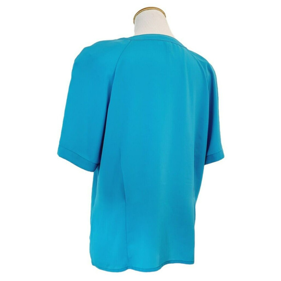 SK and Company Vintage Blue Teal 1980s Shoulder Pads VTG 80s Shirt Size 14 - Picture 7 of 16